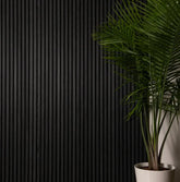 Real Wood Acoustic Slatted Wall Panels –  Charcoal (60×240 cm) | Fast UK Delivery
